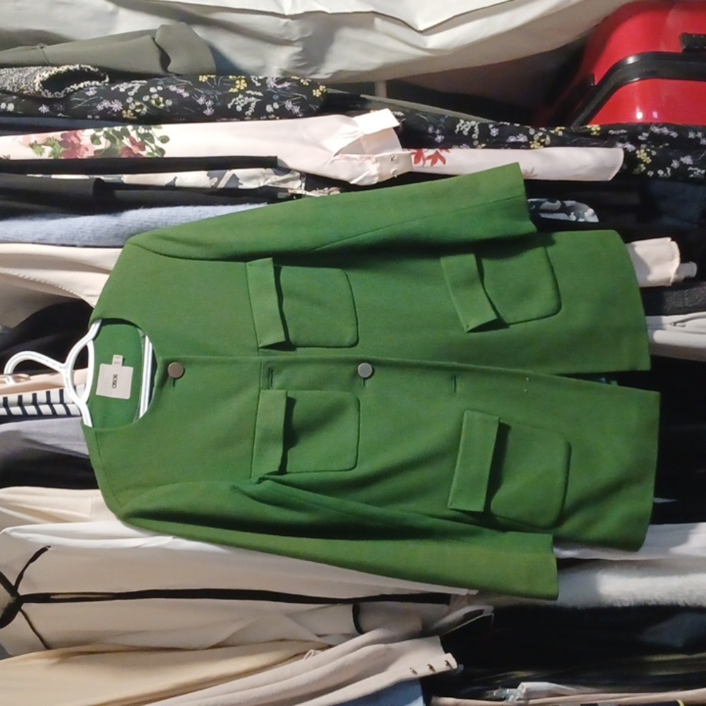 Wool green coat jacket - Picture 2 of 7